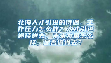 北海人才引进的待遇、工作压力怎么样？人才引进途径进去，未来发展怎么样，是否值得去？