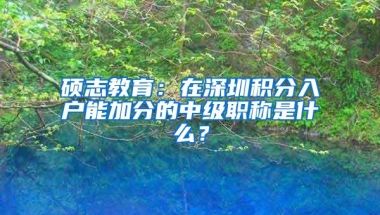 硕志教育：在深圳积分入户能加分的中级职称是什么？