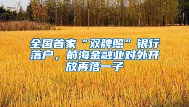 全国首家“双牌照”银行落户，前海金融业对外开放再落一子