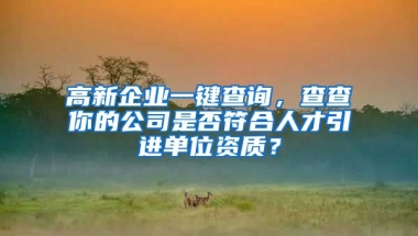 高新企业一键查询，查查你的公司是否符合人才引进单位资质？