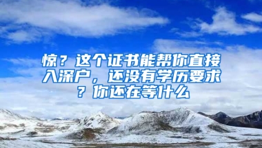 惊？这个证书能帮你直接入深户，还没有学历要求？你还在等什么