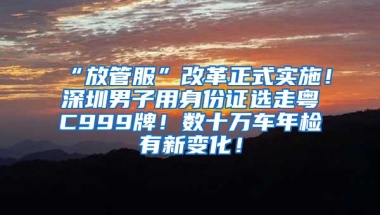 “放管服”改革正式实施！深圳男子用身份证选走粤C999牌！数十万车年检有新变化！