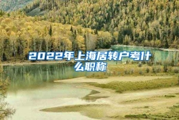 2022年上海居转户考什么职称