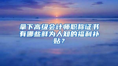 拿下高级会计师职称证书有哪些鲜为人知的福利补贴？