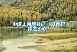 申请上海居转户，没有职称怎么办？