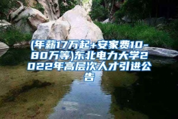 (年薪17万起+安家费10-80万等)东北电力大学2022年高层次人才引进公告