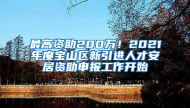 最高资助200万！2021年度宝山区新引进人才安居资助申报工作开始