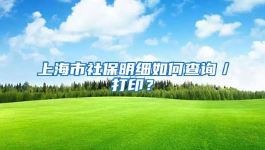 上海市社保明细如何查询／打印？