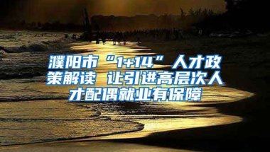 濮阳市“1+14”人才政策解读 让引进高层次人才配偶就业有保障