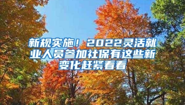 新规实施！2022灵活就业人员参加社保有这些新变化赶紧看看