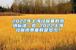 2022年上海社保基数缴纳标准一览 2022上海社保缴费基数是多少？