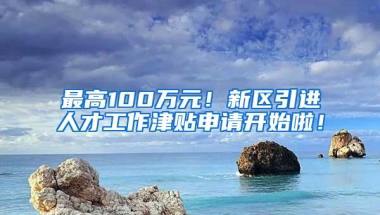 最高100万元！新区引进人才工作津贴申请开始啦！