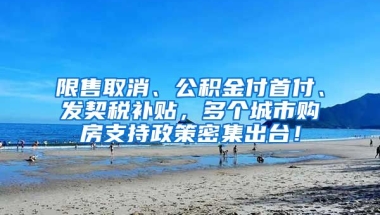 限售取消、公积金付首付、发契税补贴，多个城市购房支持政策密集出台！