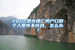 2022想办理广州户口但个人条件不符合，怎么办？