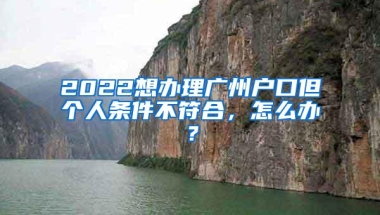 2022想办理广州户口但个人条件不符合，怎么办？