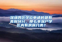 深圳各区学位申请时都有类别划分，那么非深户学区内有房属几类？