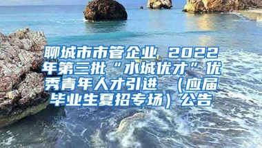 聊城市市管企业 2022年第三批“水城优才”优秀青年人才引进 （应届毕业生夏招专场）公告