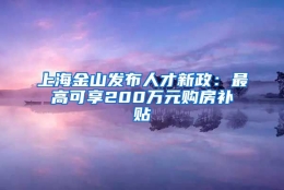 上海金山发布人才新政：最高可享200万元购房补贴