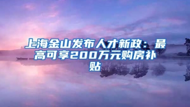 上海金山发布人才新政：最高可享200万元购房补贴