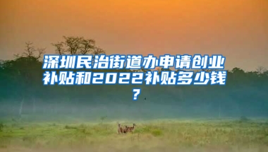 深圳民治街道办申请创业补贴和2022补贴多少钱？