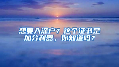 想要入深户？这个证书是加分利器，你知道吗？