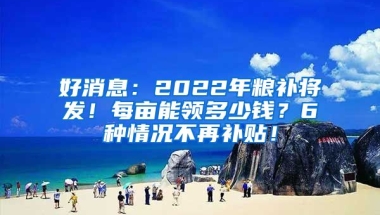 好消息：2022年粮补将发！每亩能领多少钱？6种情况不再补贴！