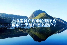 上海居转户对单位有什么要求？个体户怎么落户？