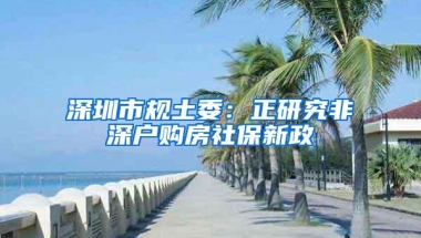 深圳市规土委：正研究非深户购房社保新政