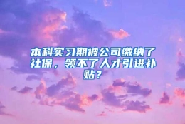 本科实习期被公司缴纳了社保，领不了人才引进补贴？