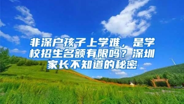 非深户孩子上学难，是学校招生名额有限吗？深圳家长不知道的秘密