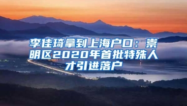 李佳琦拿到上海户口：崇明区2020年首批特殊人才引进落户