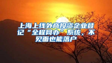 上海上线外商投资企业登记“全程网办”系统，不见面也能落户