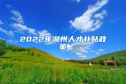 2022年湖州人才补贴政策