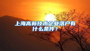 上海高新技术企业落户有什么条件？