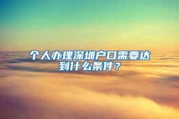 个人办理深圳户口需要达到什么条件？