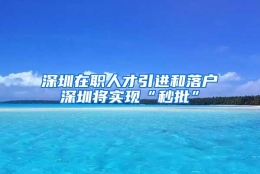 深圳在职人才引进和落户深圳将实现“秒批”