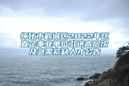 怀化市鹤城区2022年区直企事业单位引进高层次及急需紧缺人才公告