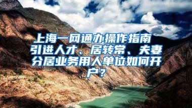 上海一网通办操作指南 引进人才、居转常、夫妻分居业务用人单位如何开户？