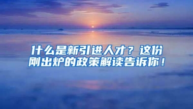 什么是新引进人才？这份刚出炉的政策解读告诉你！