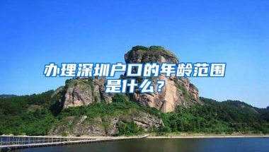 办理深圳户口的年龄范围是什么？