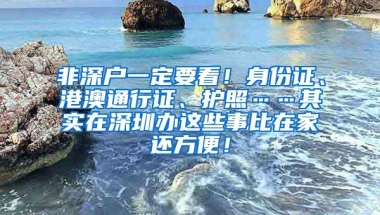 非深户一定要看！身份证、港澳通行证、护照……其实在深圳办这些事比在家还方便！