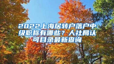 2022上海居转户落户中级职称有哪些？人社局认可目录最新查询