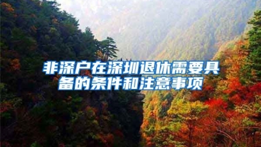 非深户在深圳退休需要具备的条件和注意事项