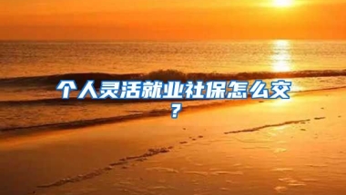 个人灵活就业社保怎么交？