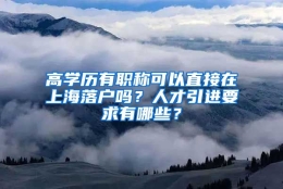 高学历有职称可以直接在上海落户吗？人才引进要求有哪些？