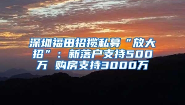 深圳福田招揽私募“放大招”：新落户支持500万 购房支持3000万