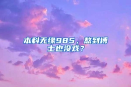 本科无缘985，熬到博士也没戏？