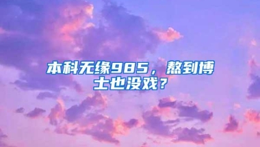 本科无缘985，熬到博士也没戏？