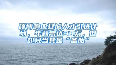 硕博响应县城人才引进计划，年薪高达30万，但却只当其是“备胎”