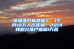 深圳落户新政爆了，1个月10万人次咨询！2019纯积分落户指标1万名